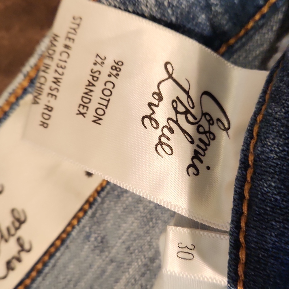 ❤️ COSMIC BLUE LOVE ADRIENNE BOYFRIEND JEANS, DISTRESSED, 10 (30) - Picture 5 of 7